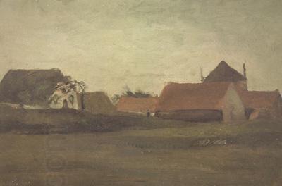 Vincent Van Gogh Farmhouses in Loosduinen near The Hague at Twilight (nn04) oil painting picture